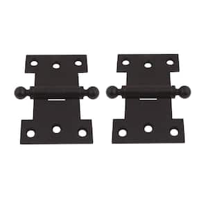 2-1/2 in. x 4 in. Solid Brass Matte Black Parliament Hinge with Ball Finials (1-Pair)