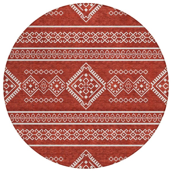 Addison Rugs Chantille Machine Washable Indoor/Outdoor Abstract ACN901 Red 8 ft. x 8 ft. Area Rug