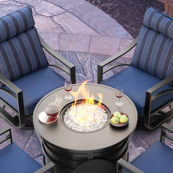 Nuu Garden Jarvis 5-Piece Fire Pit Set with Swivel Rocking Chairs