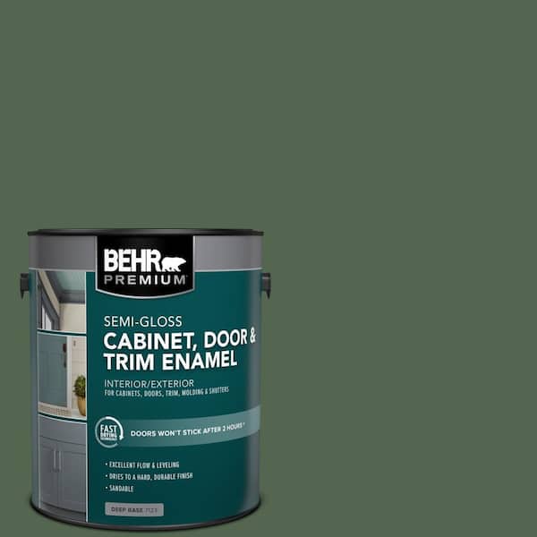 BEHR PREMIUM 1 gal. #S410-7 Equestrian Green Semi-Gloss Enamel Interior/Exterior Cabinet, Door & Trim Paint