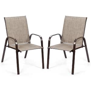 Gray Patio Chairs Outdoor Dining Chair with Armrest (2-Pieces)