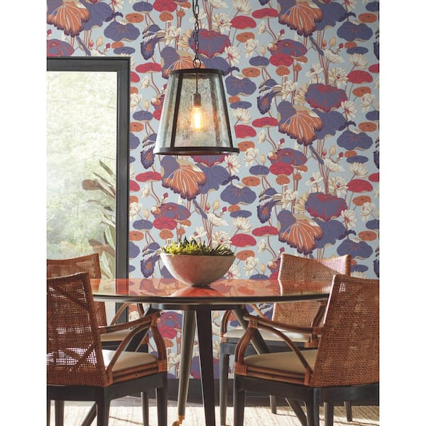 Lotus Pond Sky/Multi Multi-Colored Matte Pre-pasted Paper Wallpaper 60.75 sq. ft