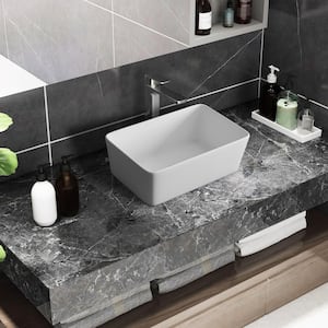 19 in. Topmount Bathroom Sink Basin in White Ceramic