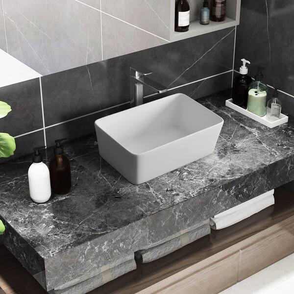 Maincraft 19 in. Topmount Bathroom Sink Basin in White Ceramic