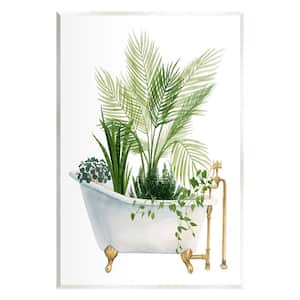 Various Plants Greenery Vintage Tub Design by Grace Popp Unframed Typography Art Print 15 in. x 10 in.
