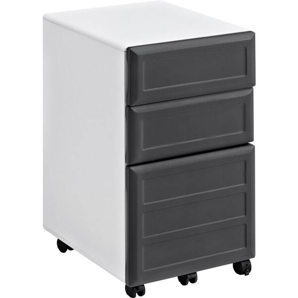 Ameriwood Mansfield 3-Drawer Gray and White Mobile File Cabinet