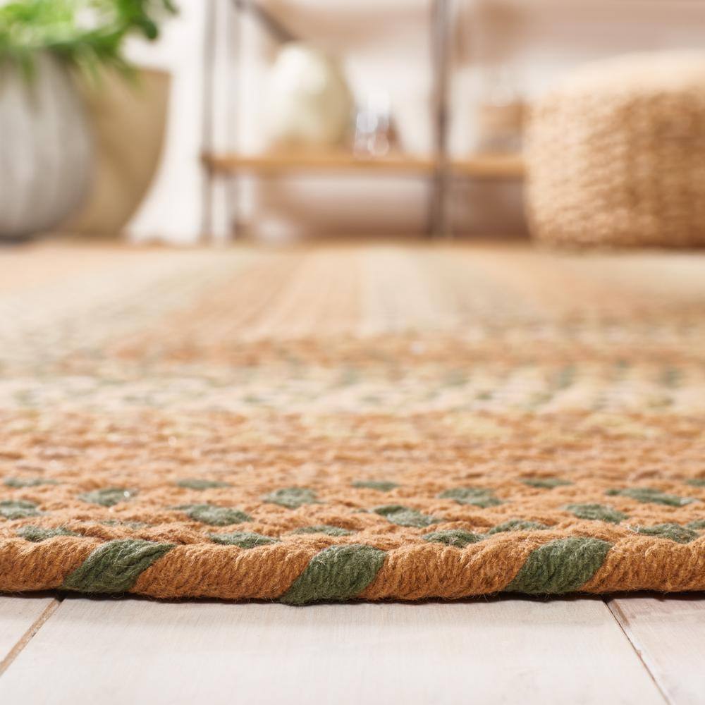 Handwoven Beige and Brown Cotton Braided Runner Rug