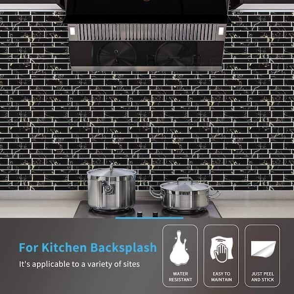 Art3d Peel and Stick Kitchen Backsplash Tile Sticker 12 X 12 Faux Ceramic  Tile Design (10-Pack) 