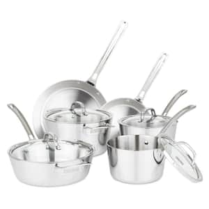 Contemporary 3-Ply 10-Piece Stainless Steel Cookware Set