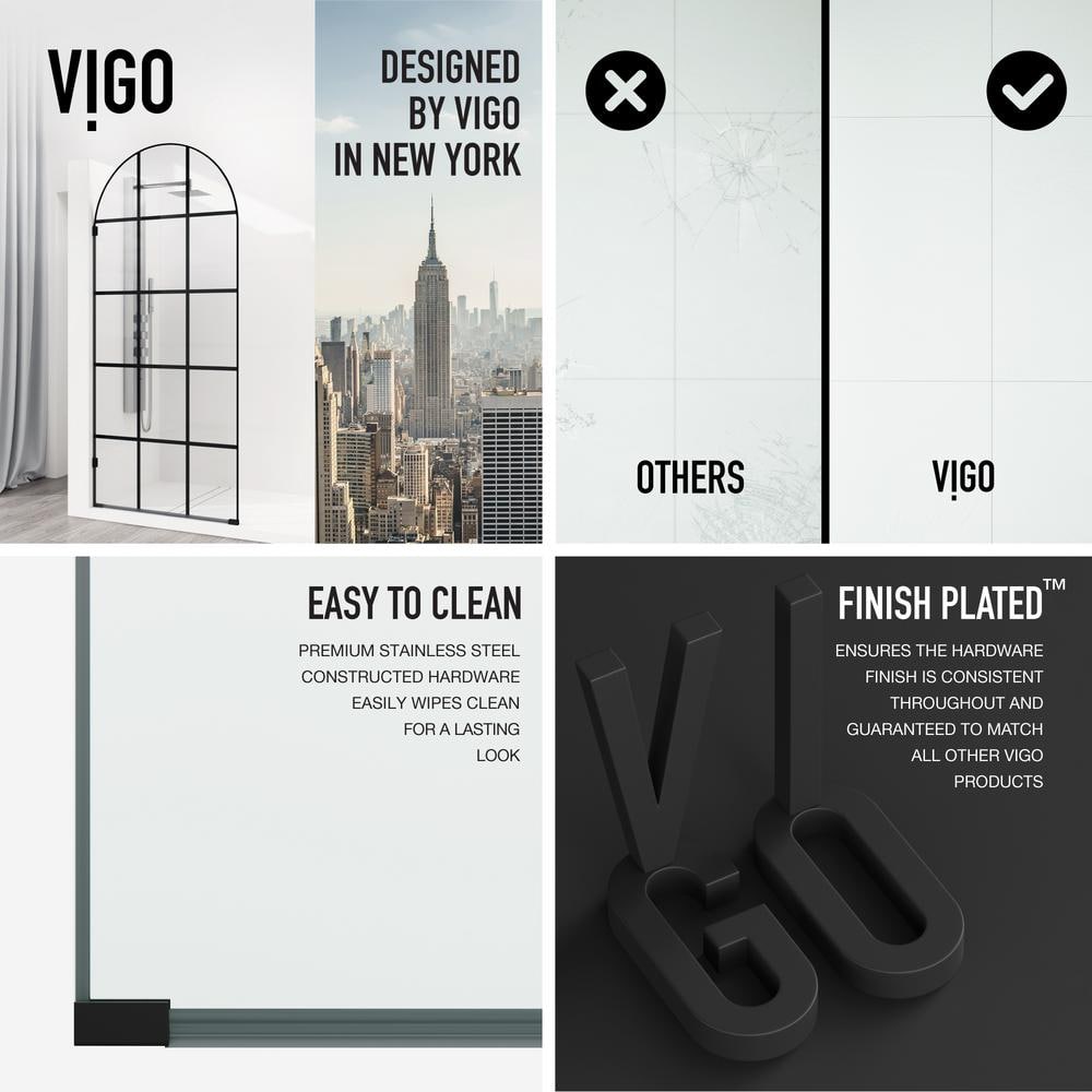 Arden Matte Black 34" x 78" Framed Shower Screen with Clear Glass