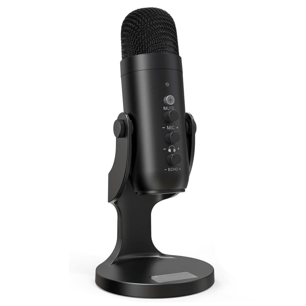 USB Condenser Microphone with Gain Control Headphone Output Mute Button and Stand in Black for Streaming 1-Pack price history on PriceWatchPro