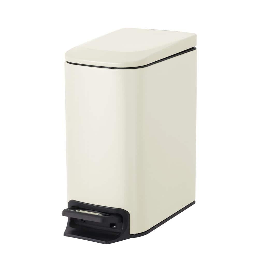 ITOPFOX Bathroom 1.6 Gal. Creamy White Metal Household Trash Can Step