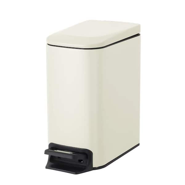 Bathroom 1.6 Gal. Creamy White Metal Household Trash Can Step Lid