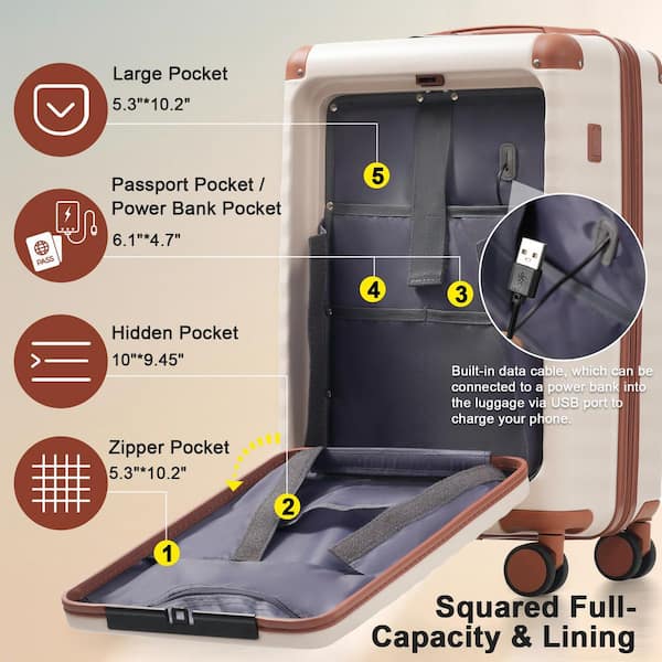 Merax 5 Bags 5-Piece Brown and White Expandable ABS Hardside
