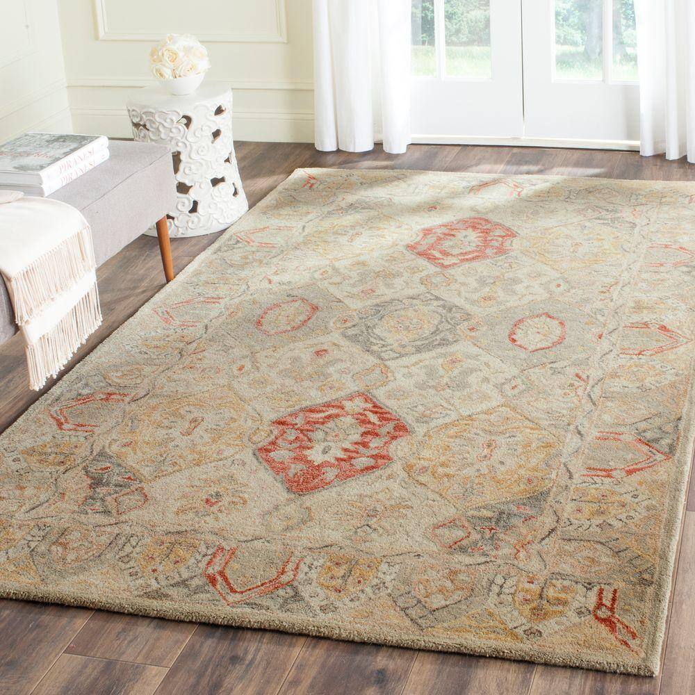 Antiquity Persian Style Red and Nude Wool Area Rug