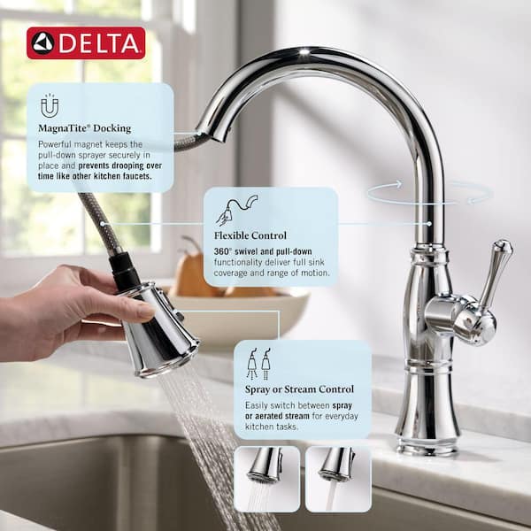 Delta Cassidy Single-Handle Pull-Down Sprayer Kitchen Faucet in
