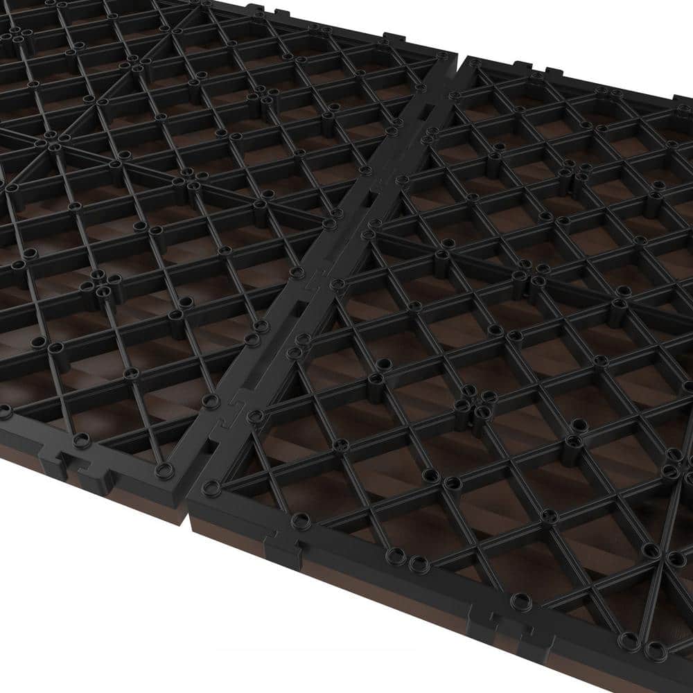 Brown 12" x 12" Wood Plastic Composite Interlocking Deck Tiles