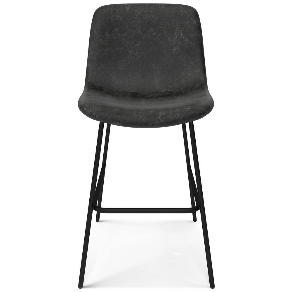 Jolie Distressed Charcoal Grey Faux Leather Counter Height Stools