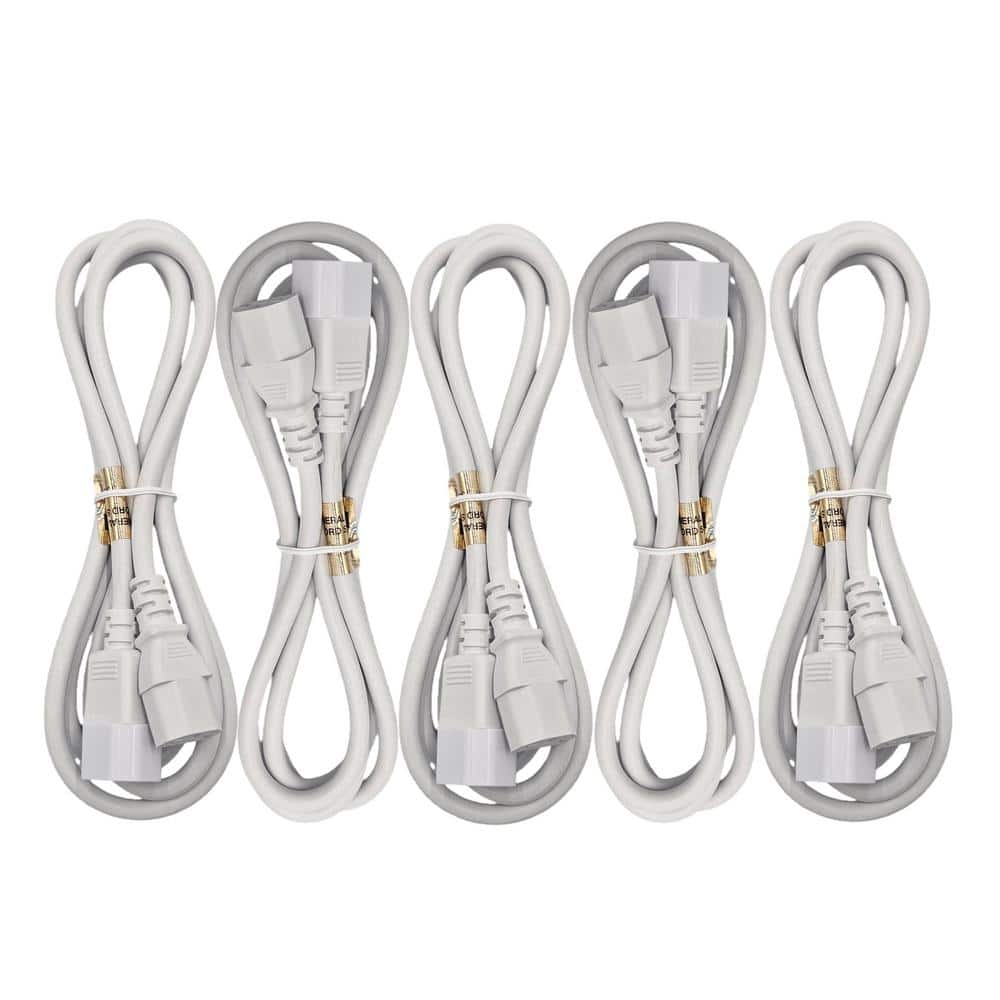 6 ft. AC Power Extension Cord (18AWG) / 3-Conductors / (C13 to C14) / Indoor (White) 5-Pack price history on PriceWatchPro
