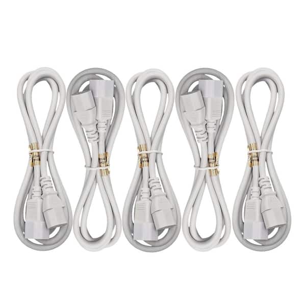 6 ft. AC Power Extension Cord (18AWG) / 3-Conductors / (C13 to C14) / Indoor (White) 5-Pack