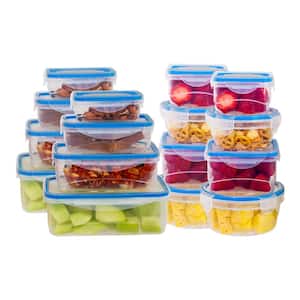 32-Piece Durable Meal Prep Plastic Food Containers with Snap Lock Lids - Blue