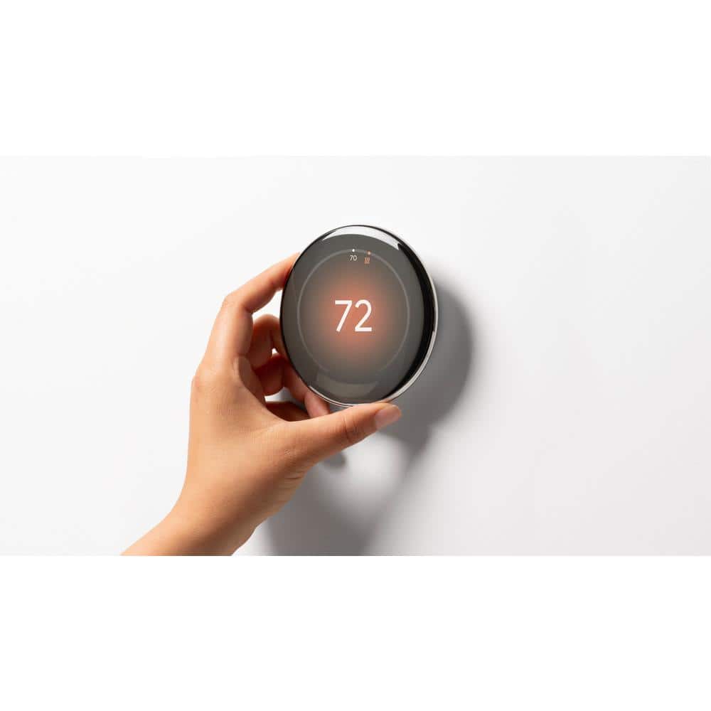 Polished Silver Smart Thermostat with Temperature Sensor