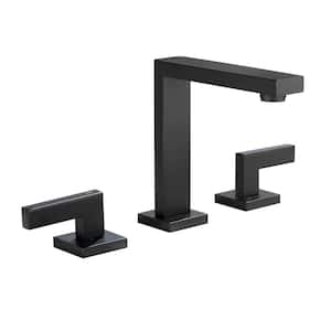 8 in. Widespread Double Handles High Arc Bathroom Sink Faucet in Matte Black Supply Line Included
