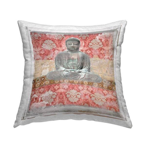 Stupell Industries Traditional Buddha Spiritual Collage Red Square Outdoor Throw Pillow