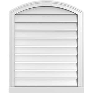26 in. x 30 in. Arch Top Surface Mount PVC Gable Vent: Decorative with Brickmould Sill Frame