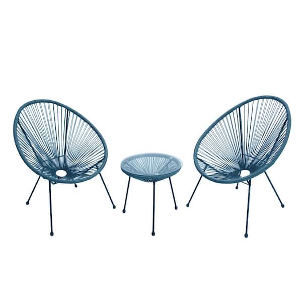 Ejoy Acapulco Blue Woven Lounge Chair for Indoor and Outdoor Patio Use ...
