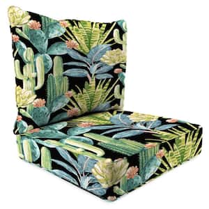 46.5 in. L x 24 in. W x 6 in. T Deep Seating Outdoor Chair Seat and Back Cushion Set in Hatteras Ebony