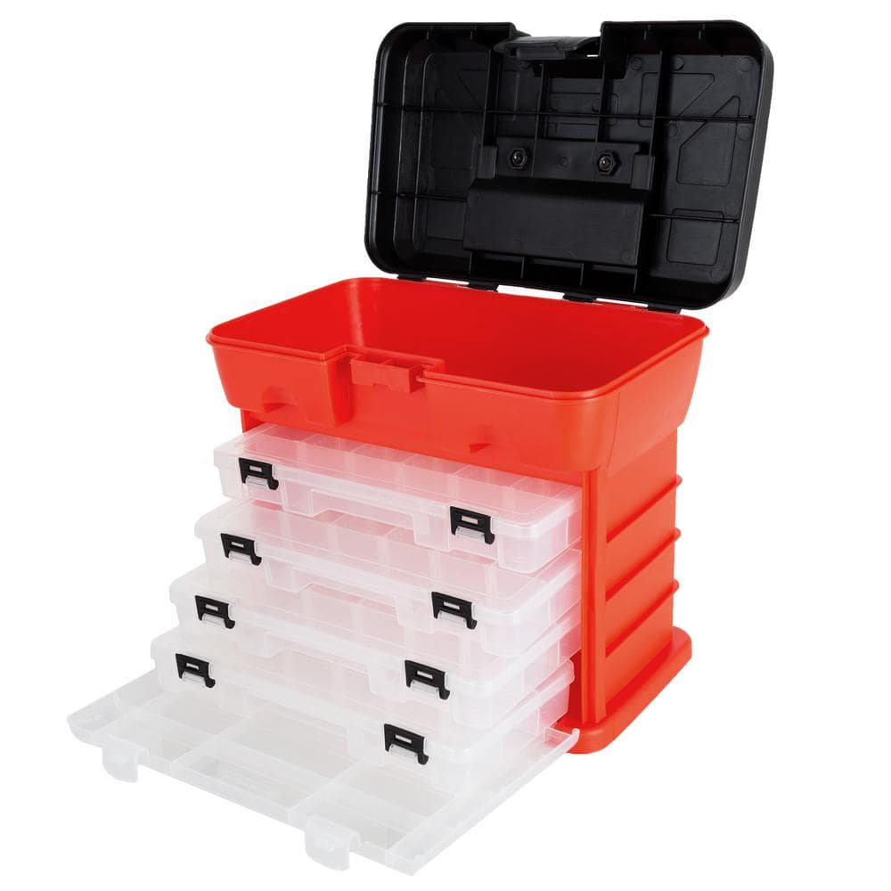 Small Part Organizer with 24 Plastic Storage Bins 11.63 in L x 31.25 in W x  23.25 in H-Steel Rack with Removable Drawers