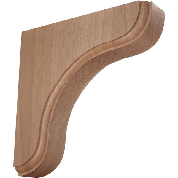 Ekena Millwork 1-3/4 in. x 5-1/2 in. x 5-1/2 in. Cherry Eaton Wood Bracket