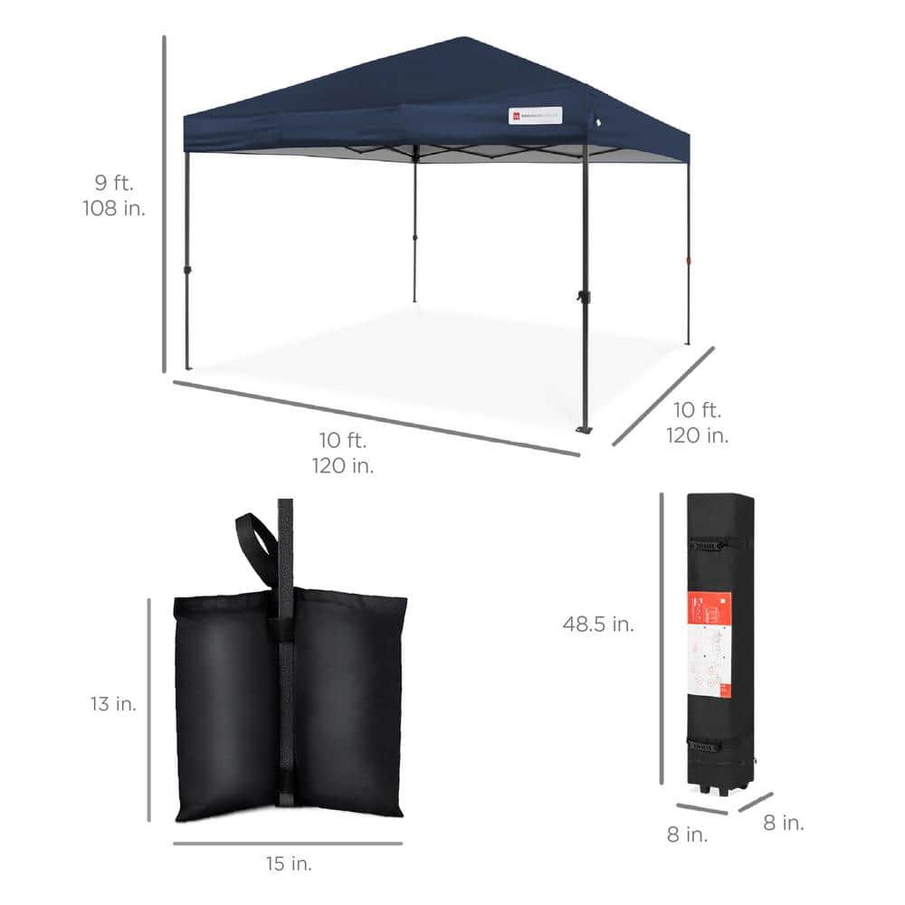 Blue 10x10ft Steel Pop-Up Canopy Tent with Wheeled Case