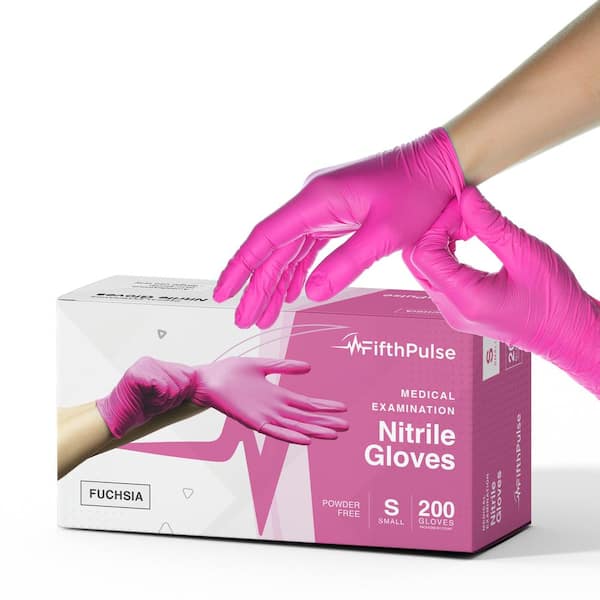 Small Nitrile Exam Latex Free and Powder Free Gloves in Fuchsia - (Box of 200)