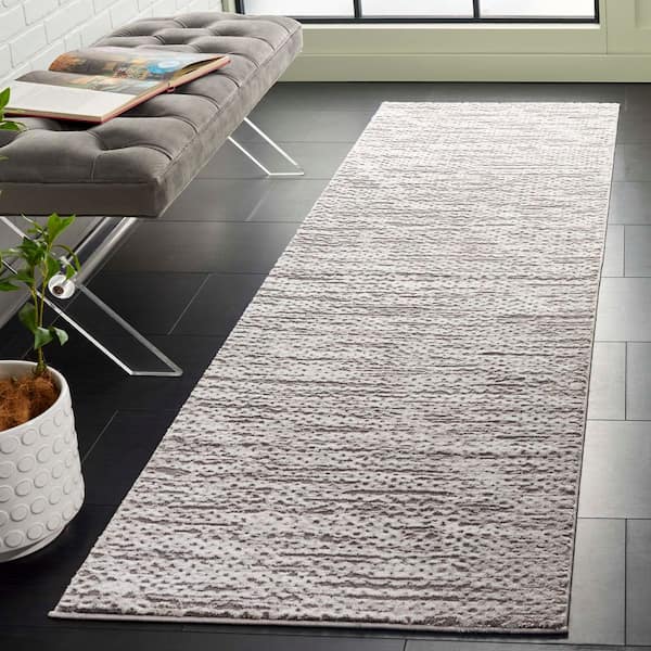Revive 2 ft. x 8 ft. Taupe/Ivory Textured Solid Color Runner Rug