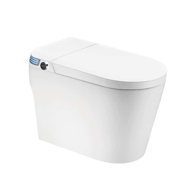 Elongated Smart Bidet Toilet 1.28 GPF in White with Auto Open / Close, Auto Flush, Heated Seat, Air Dryer, Night Light