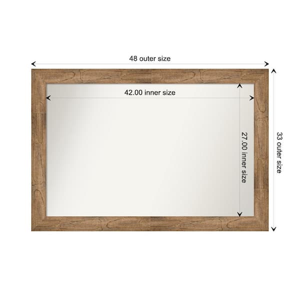 Amanti Art Owl Brown 47.5 in. W. x 32.5 in. Custom Non-Beveled Wood Framed Bathroom Vanity Wall Mirror