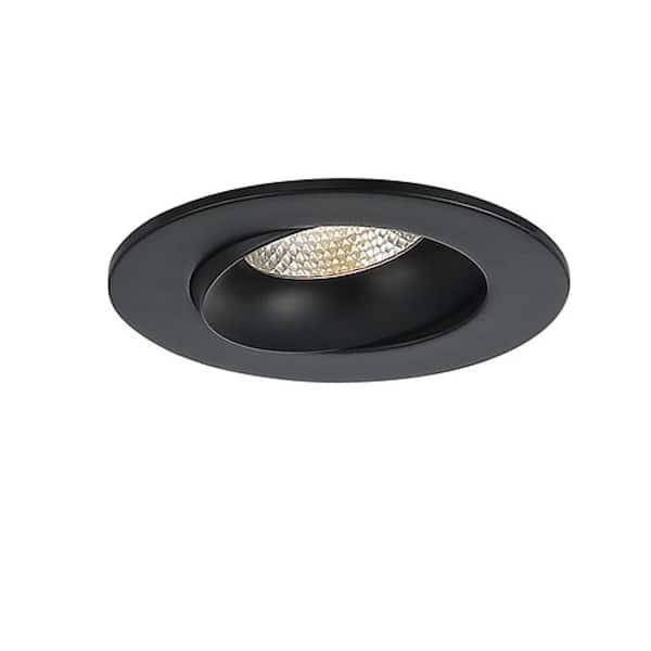 Eurofase Midway 3.5 in. Round 2700K-5000K Selectable CCT Remodel Regressed Gimbal Integrated LED Recessed Light Kit in Black