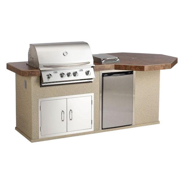 Bullet Aspen Q II Outdoor Kitchen Island with 4-Burner Natural Gas Grill in Stainless Steel