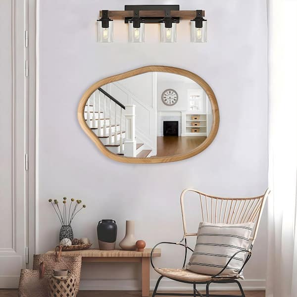 22 in W x 32 in. H Irregular Wall Mirror, Curvy Mirror for Wall Decor, Wavy Accent Mirror Decorative Wood Framed Mirror