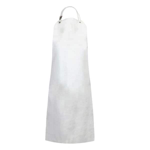 BISON LIFE White Heavy Duty Nitrile Industrial Bib Apron Chemical and Oil Resistant