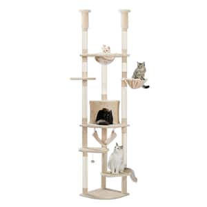 Pet Cat Tree Floor to Ceiling Cat Tower Large Hammock Levels