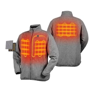 Men's X-Large Gray Heated Fleece Jacket with 7.38-Volt Lithium-Ion 1 Upgraded 4.8Ah Battery and Charger