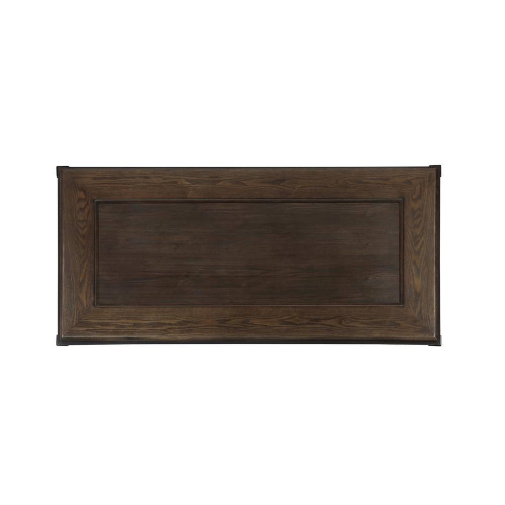 Espresso Rectangular Wood and Glass Cocktail Table with Iron Frame