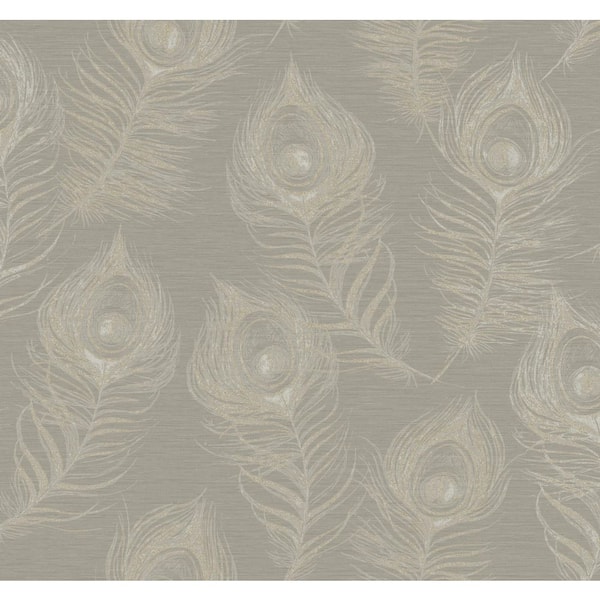 Candice Olson Regal Peacock Mink Grey Wallpaper