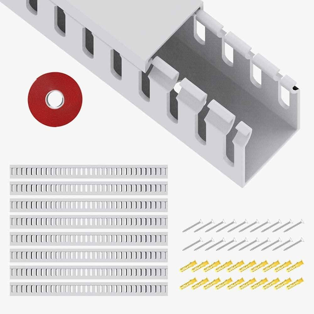 8 Pcs 1.28 ft. x 1.18 in. x 1.57 in. Open Slot Wiring Raceway Cable Duct, 123in Cable Management Channel Cord Track price history on PriceWatchPro
