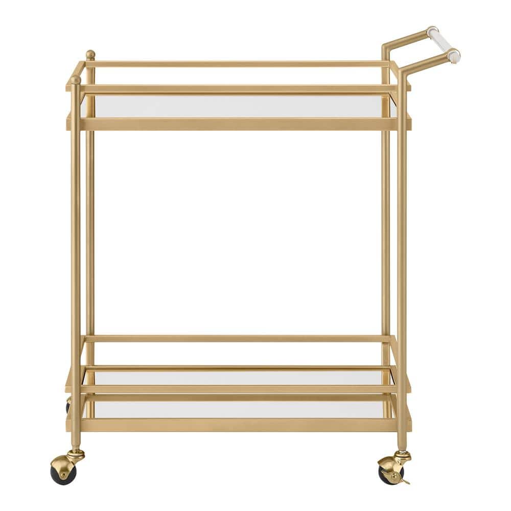 Home Decorators Collection Gold Leaf Metal and Glass Rolling Bar Cart with  Glass Top (30 in. W x 33 in. H) V174814-NP - The Home Depot