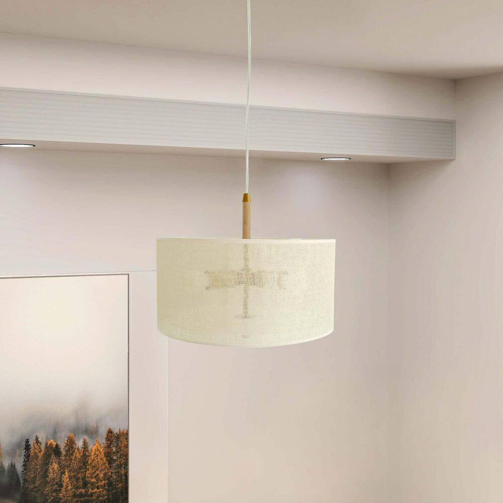 40-Watt 3-Light Brown Pendant Light with Cylinder Paper Shade, E26 Bulb Not Included price history on PriceWatchPro