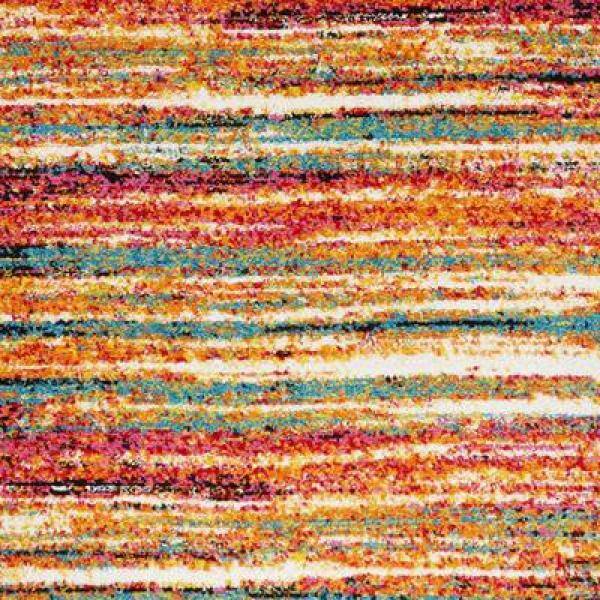Vibrant Abstract Striped Round Synthetic Area Rug